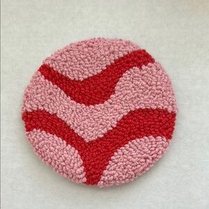 Groovy 1970s themed punch needle mug rug coaster handmade